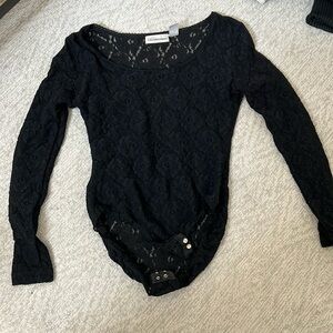 Vintage black lace longsleeve bodysuit